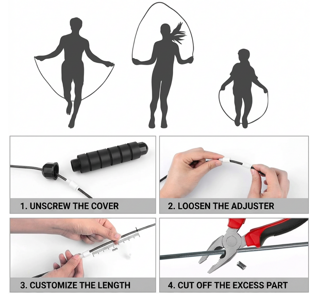 Soccer & Football Jump Rope — Adjustable Steel Wire Speed Rope with Ball Bearings & Anti-Slip Handles