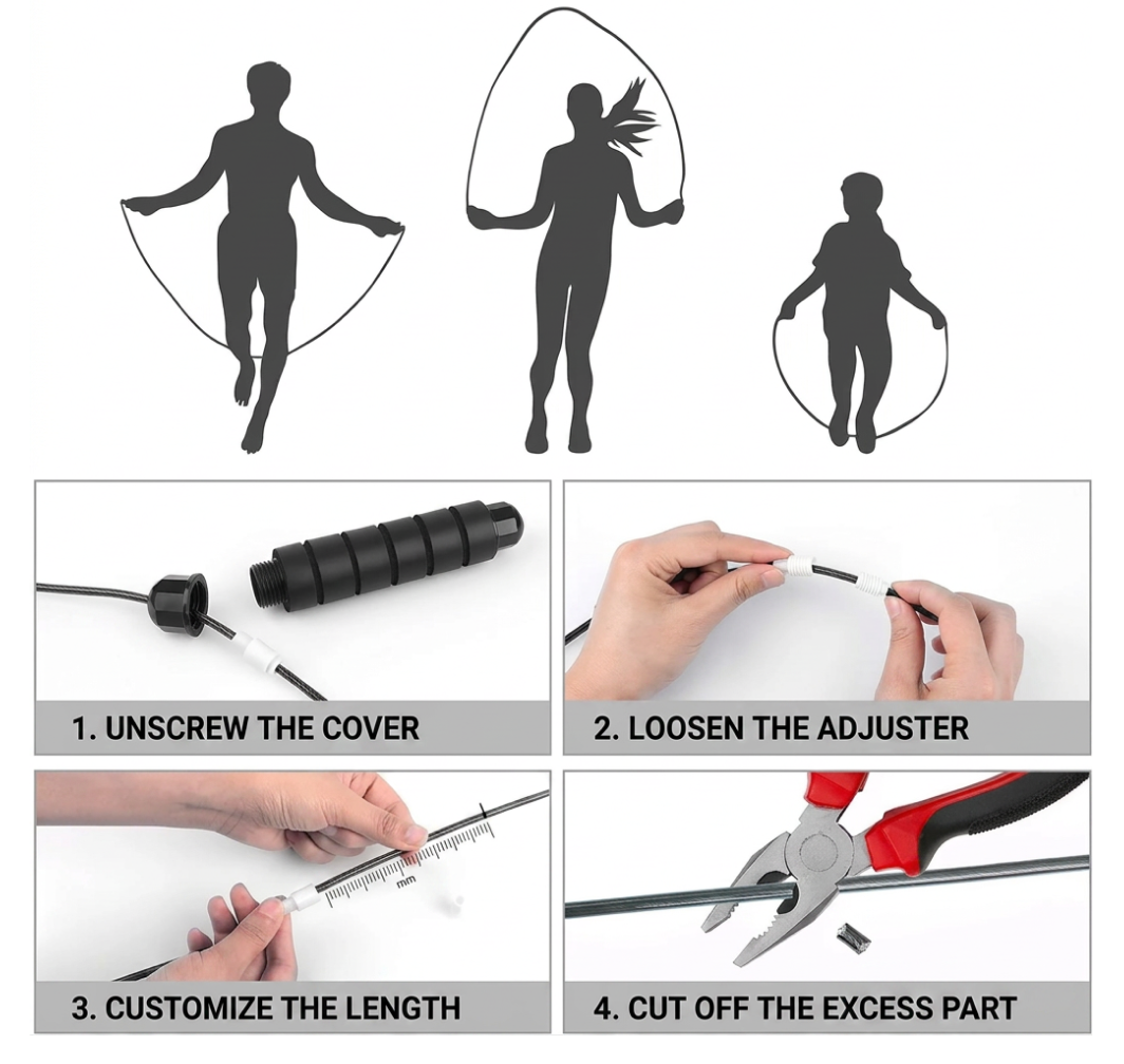 Soccer & Football Jump Rope — Adjustable Steel Wire Speed Rope with Ball Bearings & Anti-Slip Handles