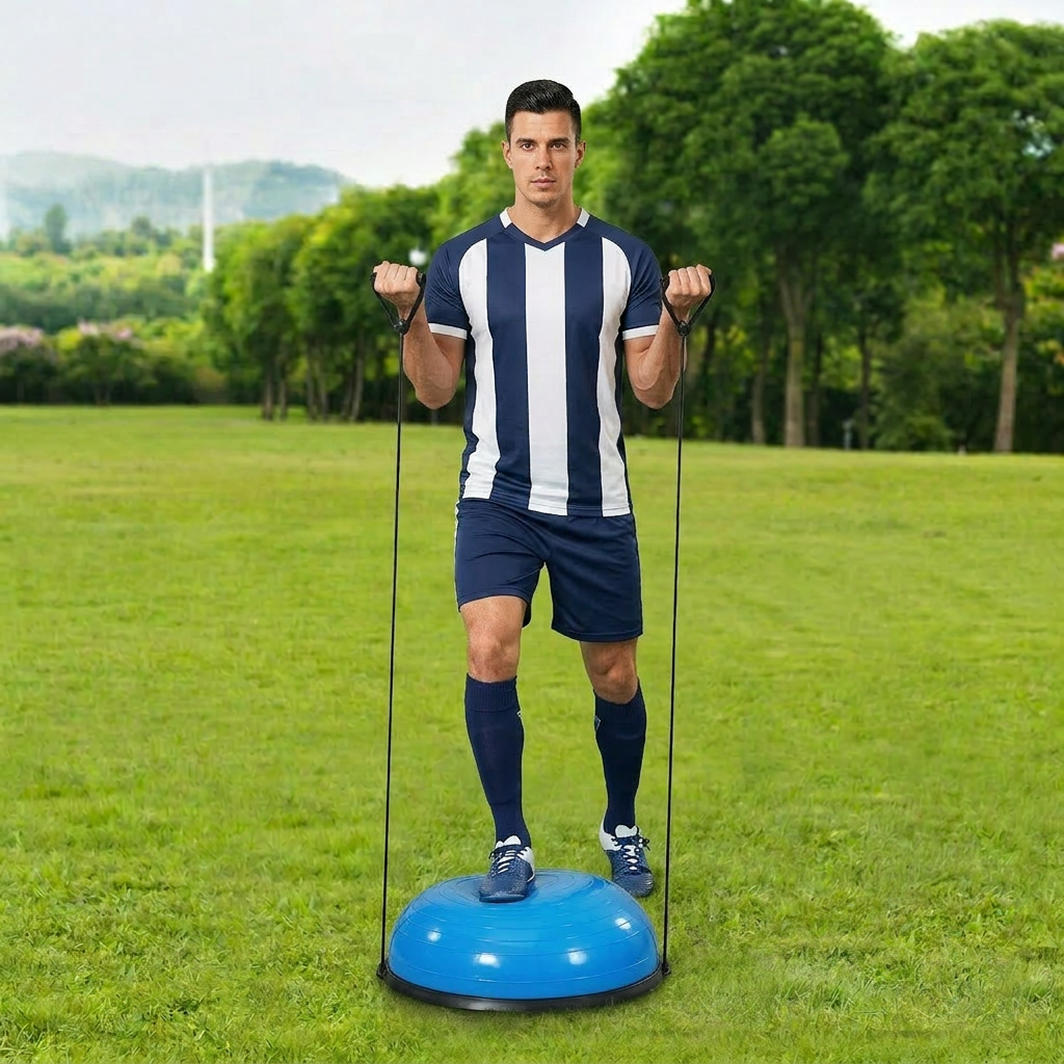 Soccer & Football Balance Ball Trainer — 58cm (23") Stability Ball with Resistance Bands, 300kg (660lbs) Capacity