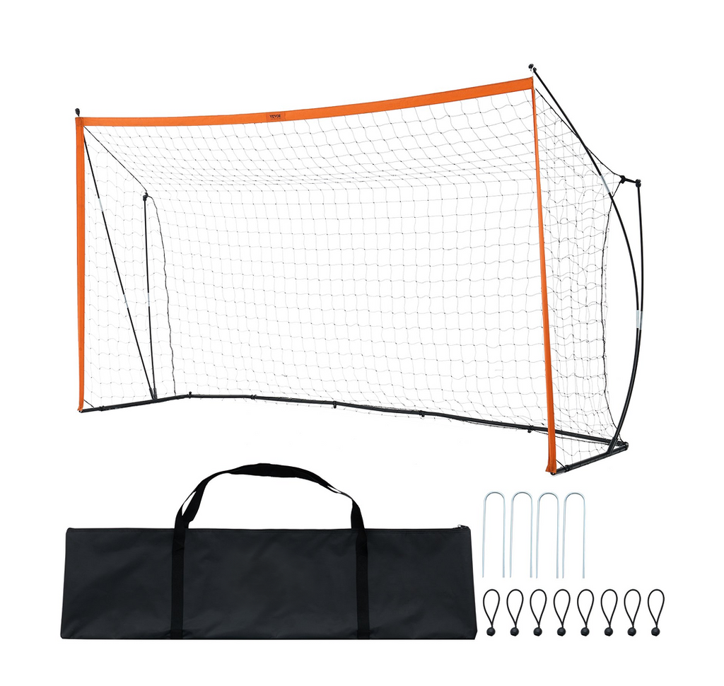 Soccer & Football Training Goal — 366×183cm (12×6ft) Portable Net with Steel Fiberglass Frame & Carry Bag