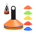 Soccer & Football Disc Cones — 25 Pack 5-Color Flat Markers with Carry Bag & Holder