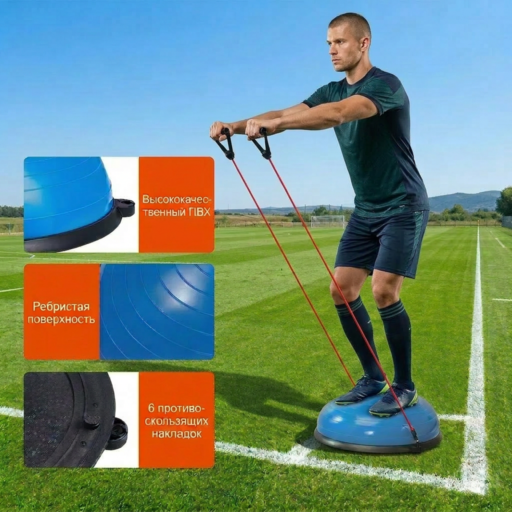 Soccer & Football Balance Ball Trainer — 58cm (23") Stability Ball with Resistance Bands, 300kg (660lbs) Capacity