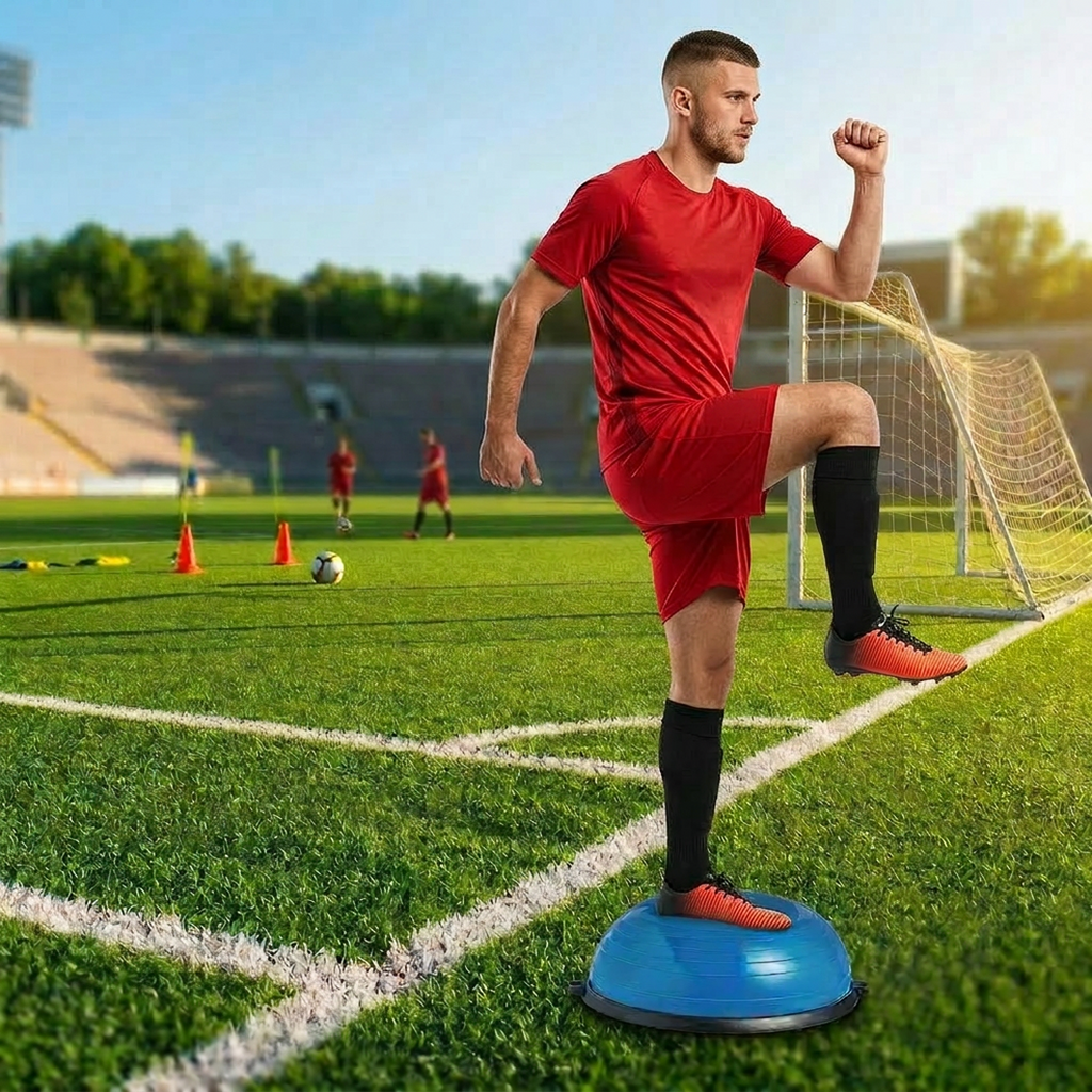 Soccer & Football Balance Ball Trainer — 58cm (23") Stability Ball with Resistance Bands, 300kg (660lbs) Capacity