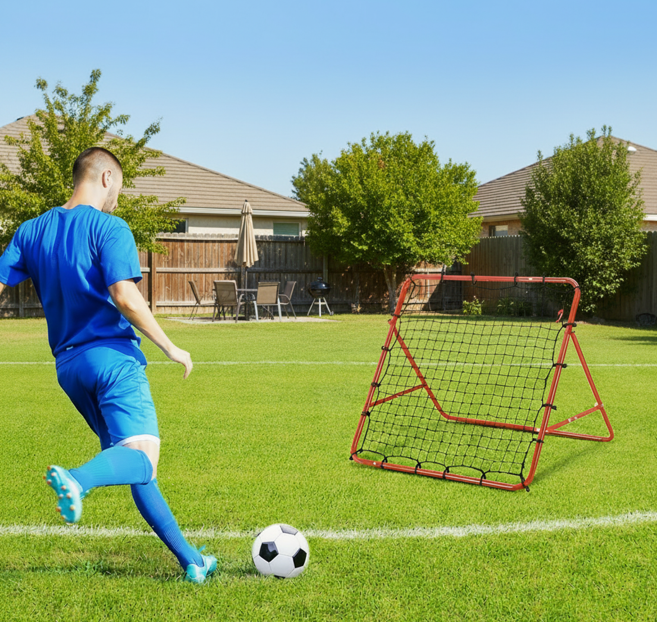 Soccer & Football Rebounder Net — 99×99cm (39"×39") Portable Kickback Rebound Net for Solo Training