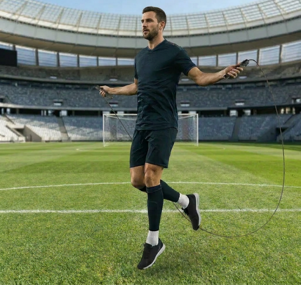 Soccer & Football Jump Rope — Adjustable Steel Wire Speed Rope with Ball Bearings & Anti-Slip Handles