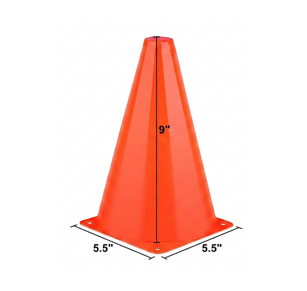 Soccer & Football Training Cones — 12 Pack 18cm (7") Orange Cones with Carry Bag