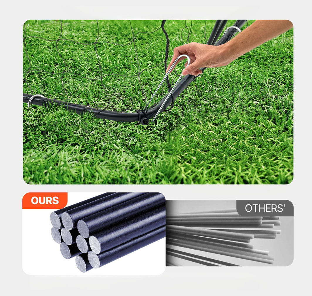 Soccer & Football Training Goal — 366×183cm (12×6ft) Portable Net with Steel Fiberglass Frame & Carry Bag