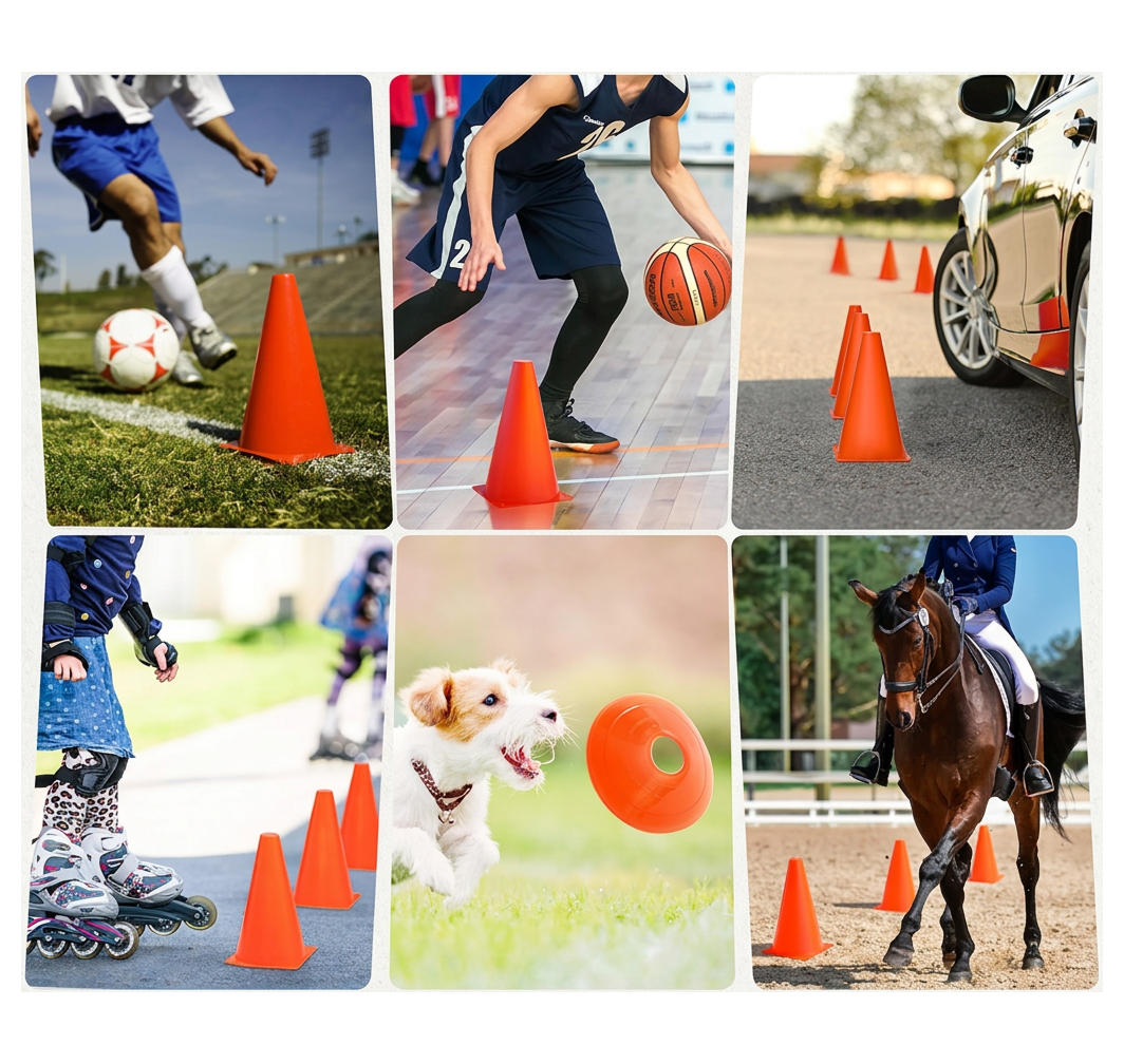 Soccer & Football Training Cones — 12 Pack 18cm (7") Orange Cones with Carry Bag