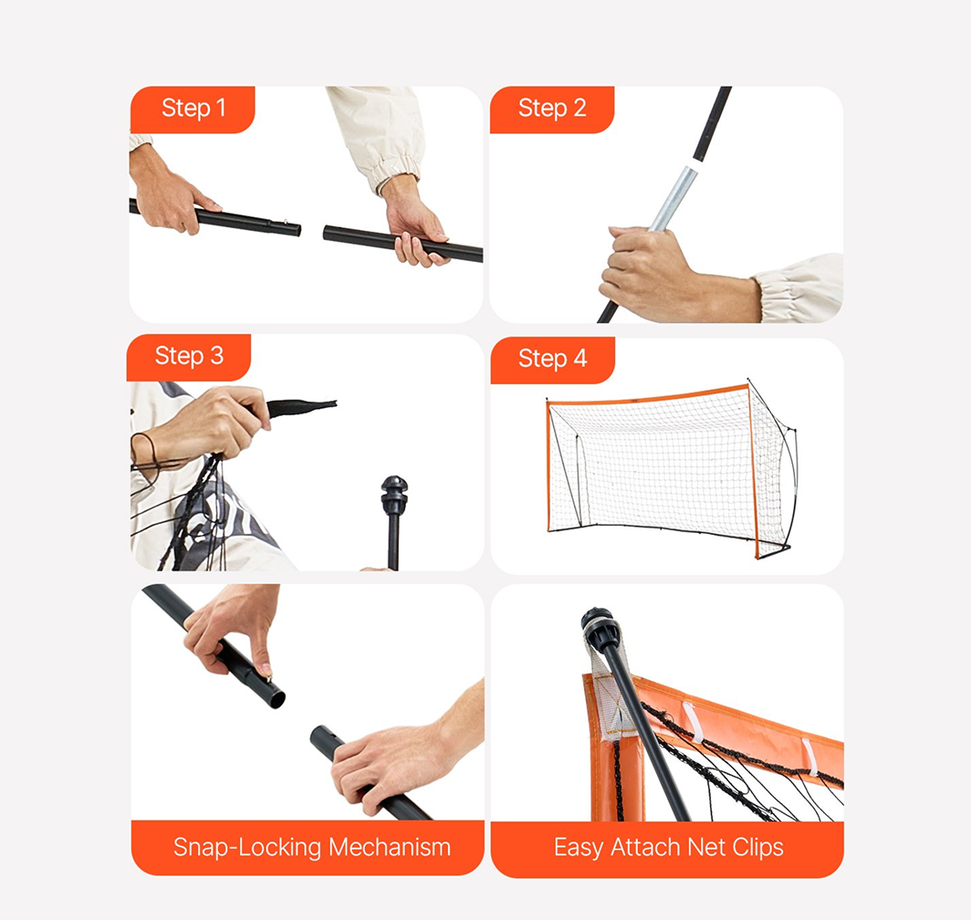 Soccer & Football Training Goal — 366×183cm (12×6ft) Portable Net with Steel Fiberglass Frame & Carry Bag