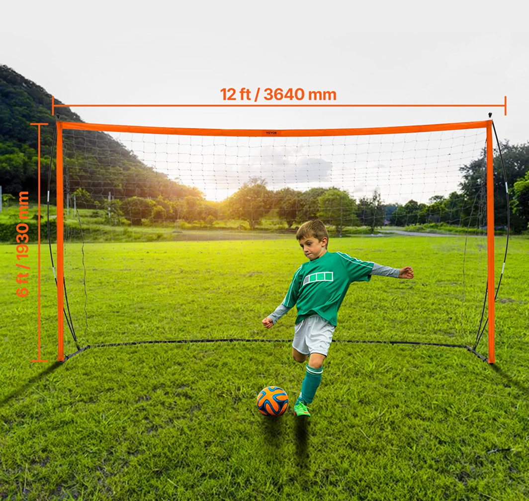 Soccer & Football Training Goal — 366×183cm (12×6ft) Portable Net with Steel Fiberglass Frame & Carry Bag