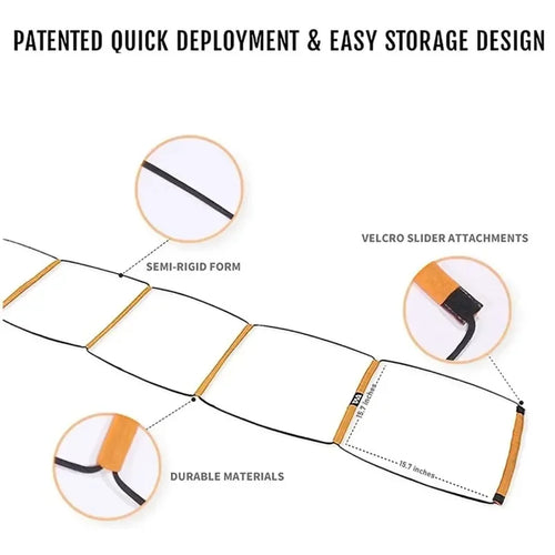 Soccer & Football 3-in-1 Agility Ladder — Semi-Rigid Folding Ladder, Hurdle & Wall, 8 or 10 Grids